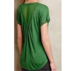 ANTHRO Meadow Rue Green Short Sleeve Top-XS